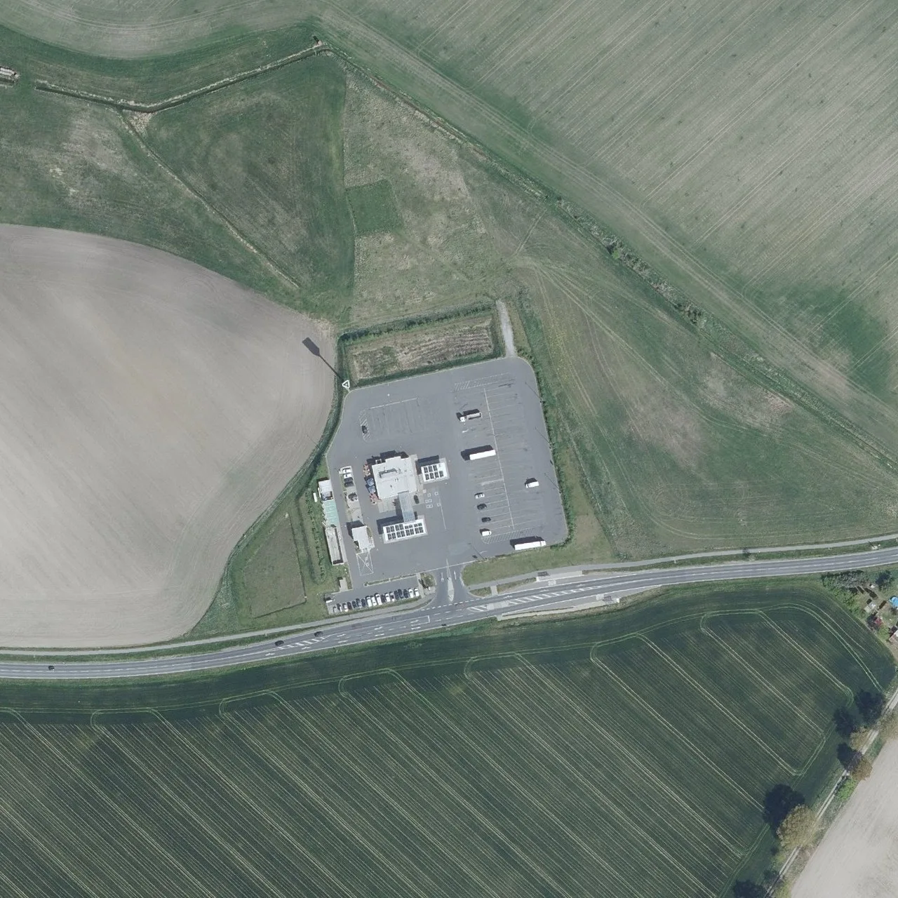 Aerial photo (orthophoto) of truck parking Total Autohof Neuruppin from 2025