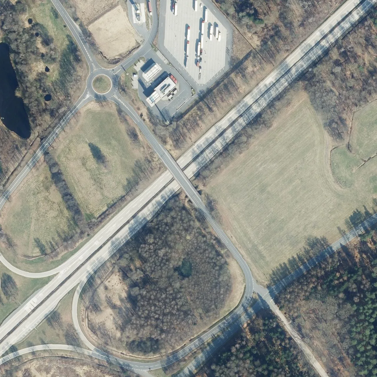 Aerial photo (orthophoto) of truck parking ROSIS Autohof Dorfmark from 2025