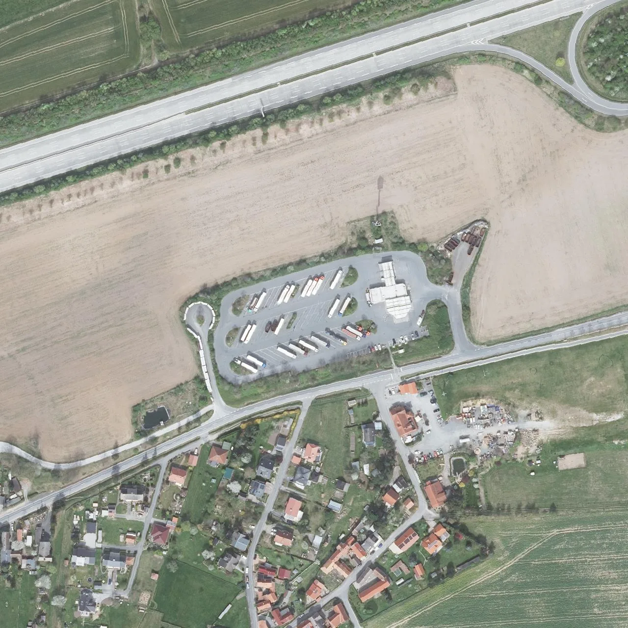 Aerial photo (orthophoto) of truck parking Gulf Autohof Stadtroda from 2024