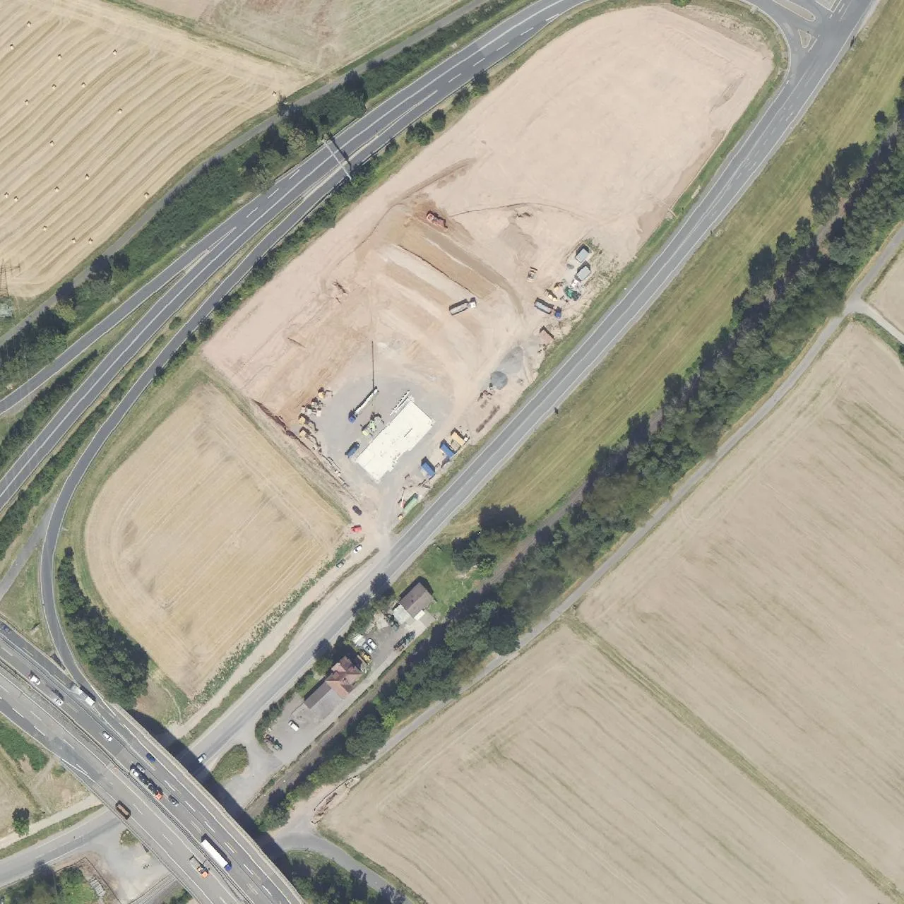 Aerial photo (orthophoto) of truck parking Autohof Niederaula from 2024