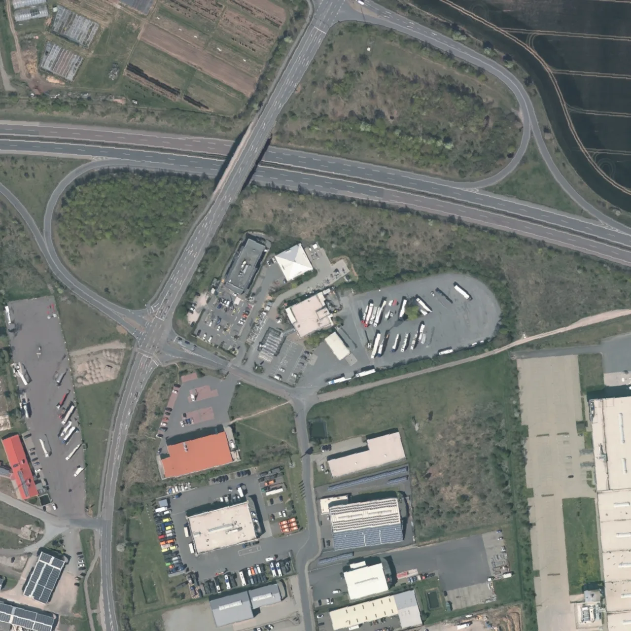 Aerial photo (orthophoto) of truck parking Total Autohof Sangerhausen from 2024