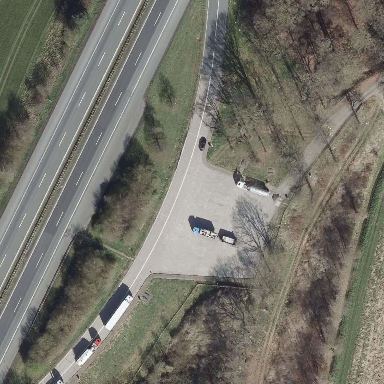 Aerial photo (orthophoto) of truck parking Klaterberg from 2024