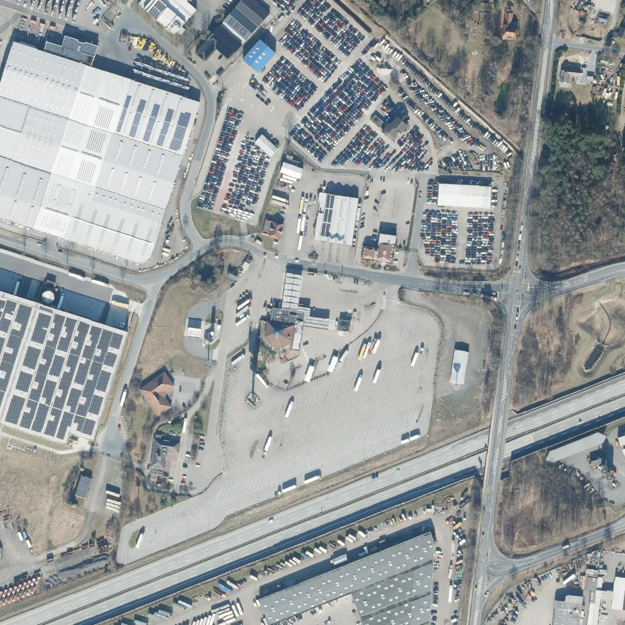 Aerial photo (orthophoto) of truck parking Shell Autohof Sittensen from 2024