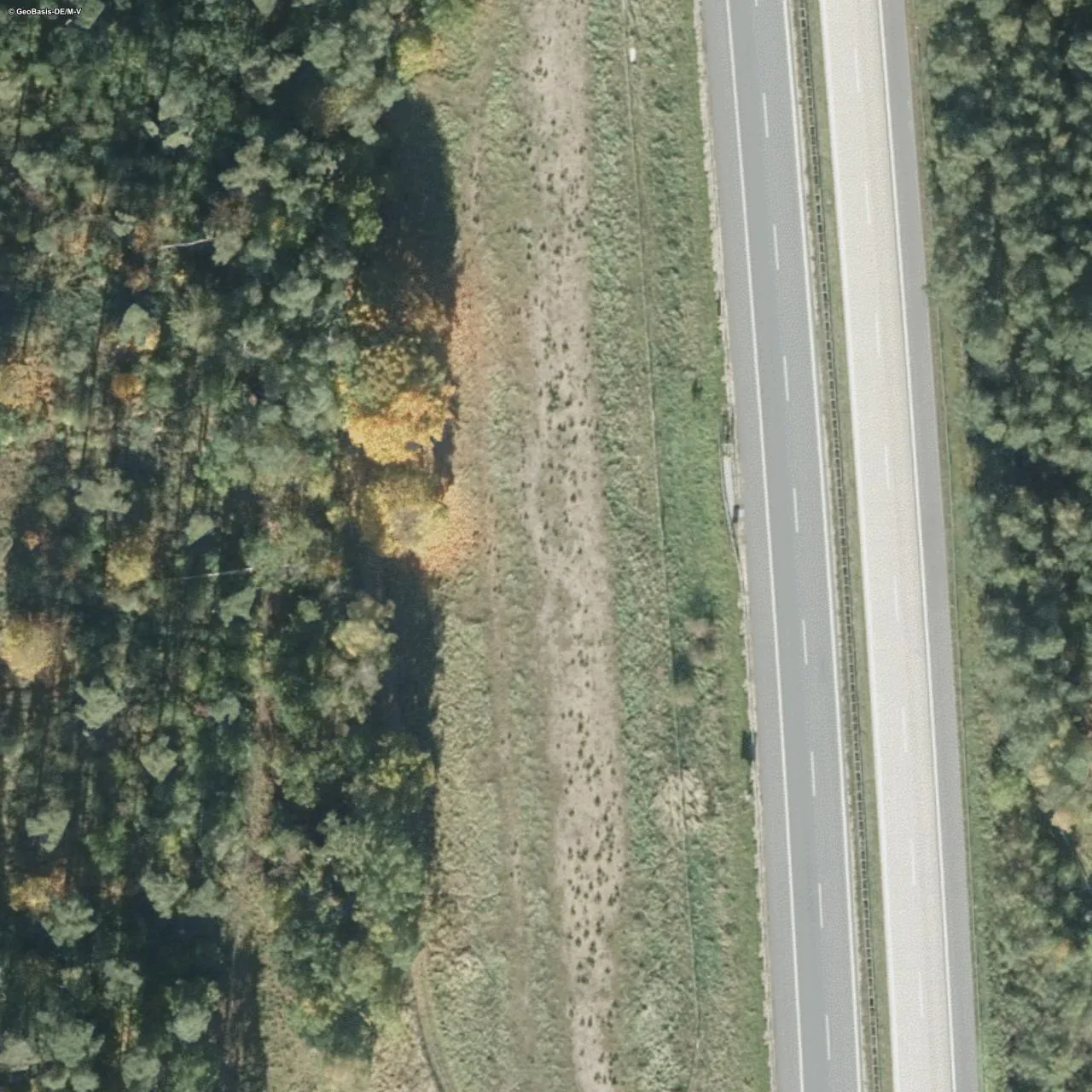 Aerial photo (orthophoto) of truck parking Linstow West from 2024
