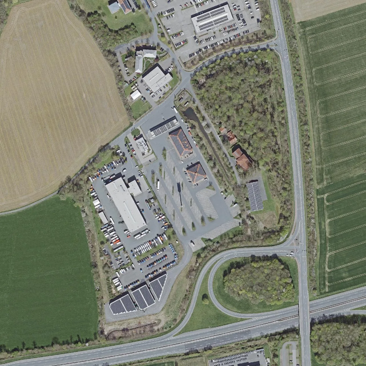 Aerial photo (orthophoto) of truck parking TOTAL-Autohof Senden from 2024
