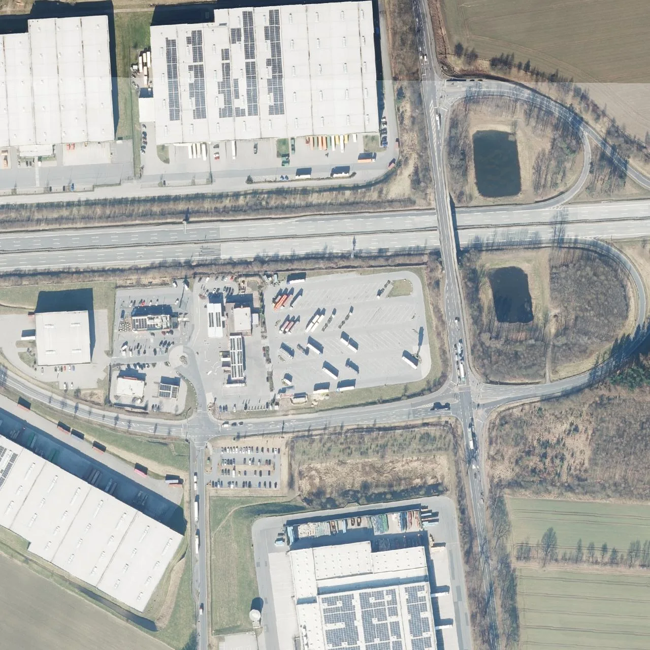 Aerial photo (orthophoto) of truck parking Hoyer Autohof Hamburg Süd from 2024