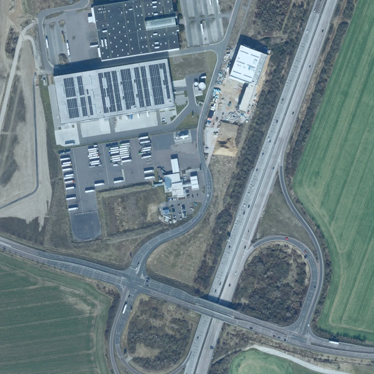 Aerial photo (orthophoto) of truck parking 24-TOTAL Autohof Leipzig Flughafen from 2023