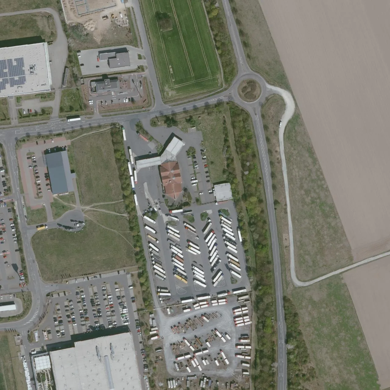 Aerial photo (orthophoto) of truck parking Autohof Peine from 2025