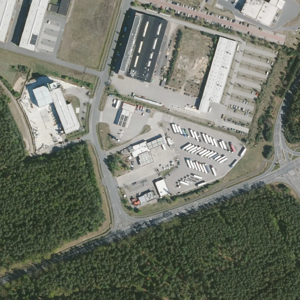 Aerial photo (orthophoto) of truck parking Hoyer Autohof Soltauer Heide from 2024