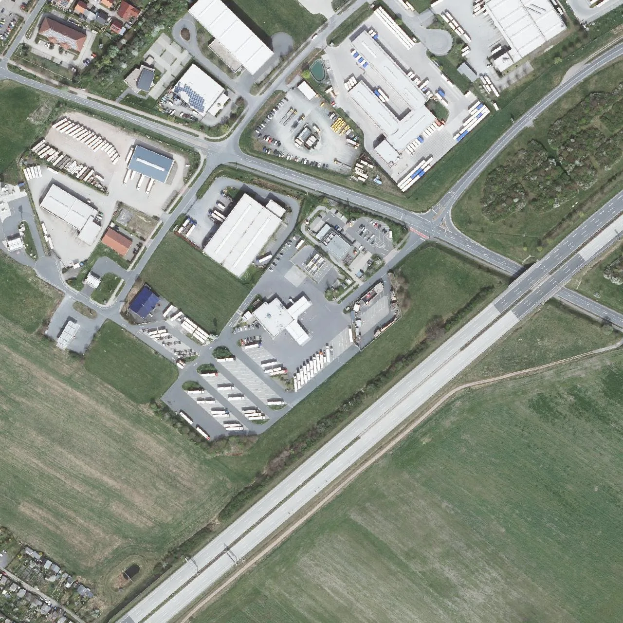 Aerial photo (orthophoto) of truck parking Autohof Holzland Hermsdorf Ost from 2024