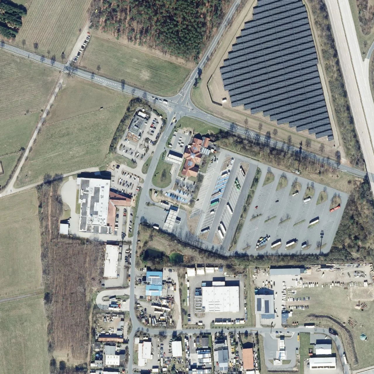 Aerial photo (orthophoto) of truck parking Truckstop Schwarmstedt from 2024