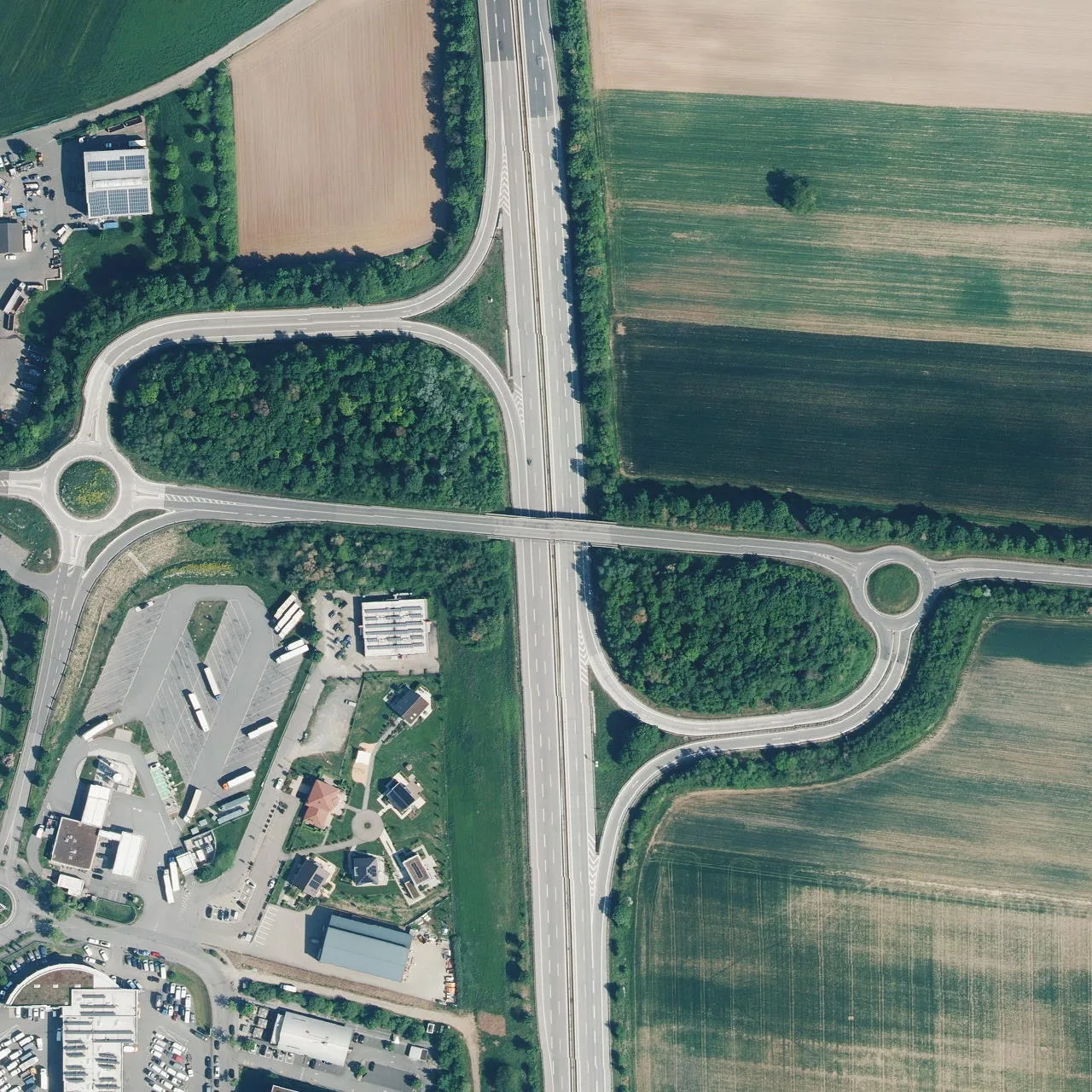 Aerial photo (orthophoto) of truck parking Total Energies Autohof Hirschberg from 2023