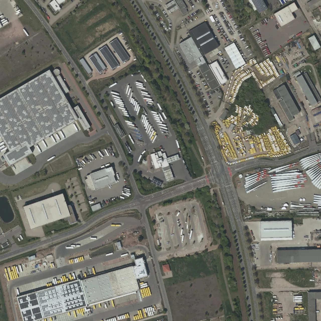 Aerial photo (orthophoto) of truck parking Aral Autohof Magdeburg from 2024