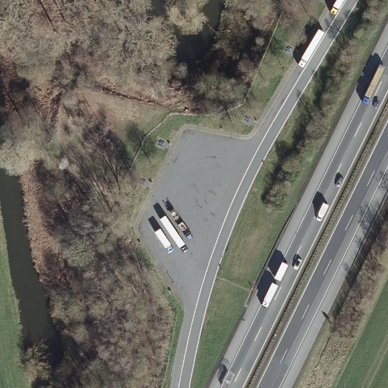 Aerial photo (orthophoto) of truck parking Gimbter Heide from 2024