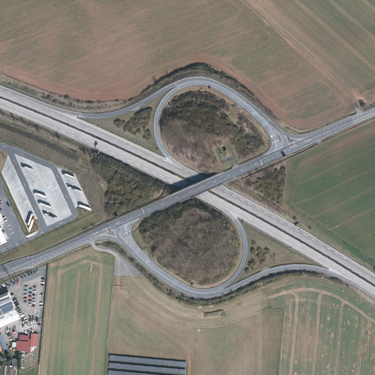 Aerial photo (orthophoto) of truck parking Total Energies Autohof Werther from 2025