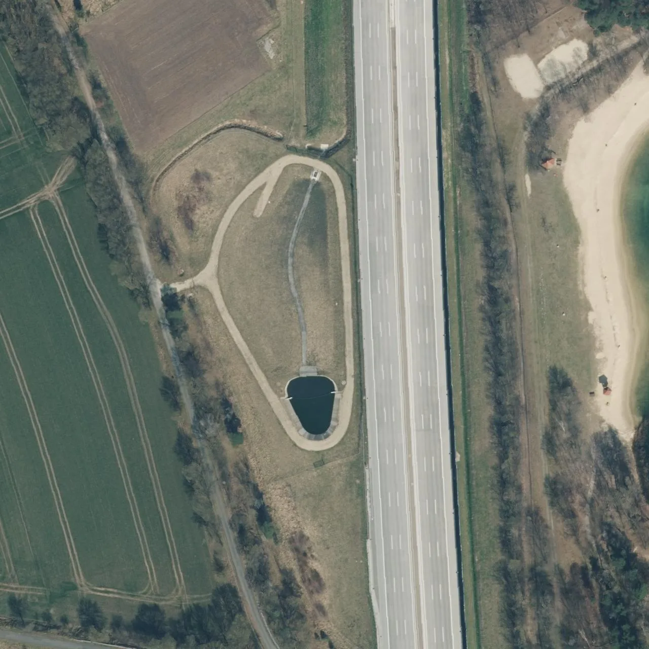 Aerial photo (orthophoto) of truck parking NI 38 West from 2025