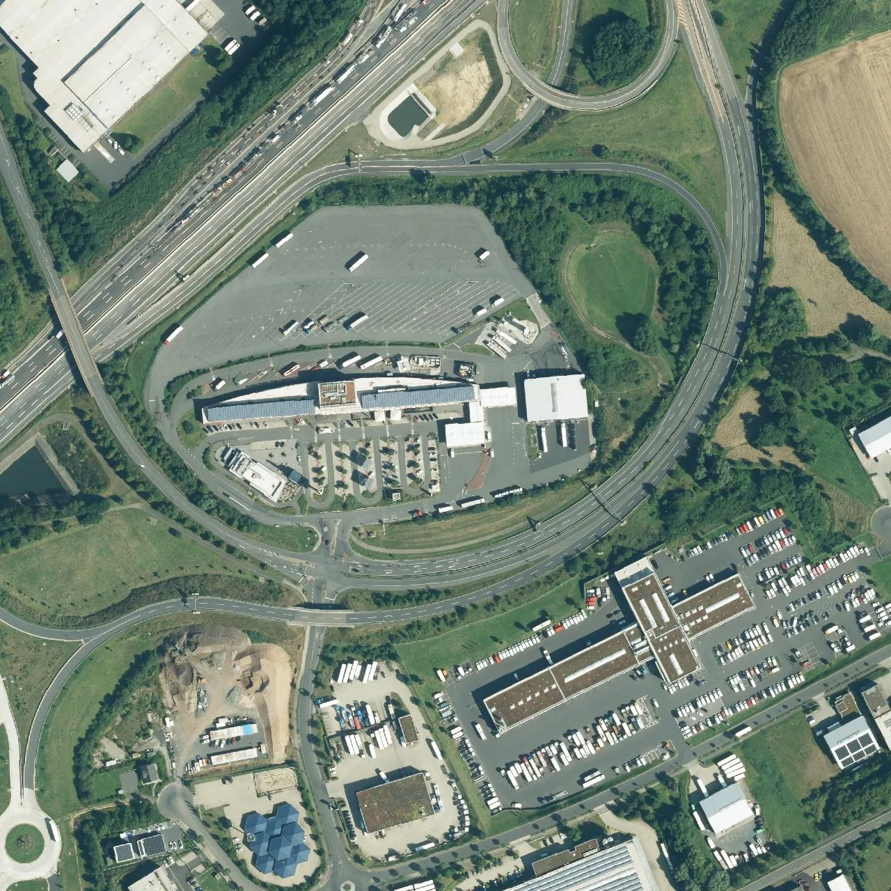 Aerial photo (orthophoto) of truck parking SVG-Autohof Lohfelder Rüssel from 2024