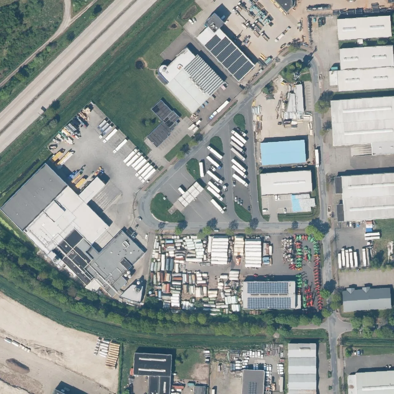 Aerial photo (orthophoto) of truck parking Gewerbepark Bad Bentheim/Gildehaus from 2025