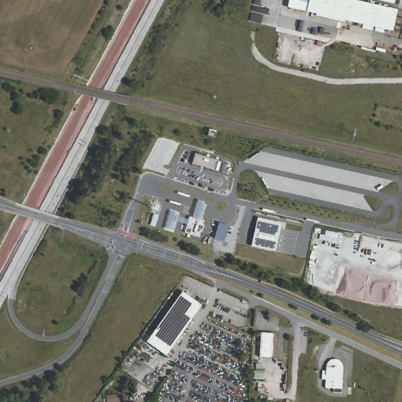 Aerial photo (orthophoto) of truck parking Autohof Coswig from 2024
