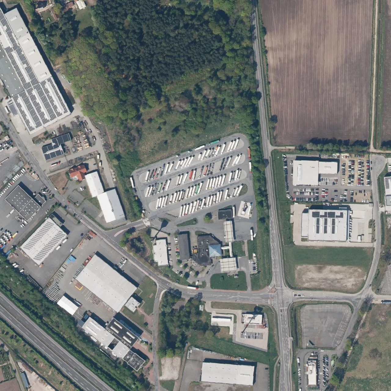 Aerial photo (orthophoto) of truck parking Autohof Salzbergen from 2025