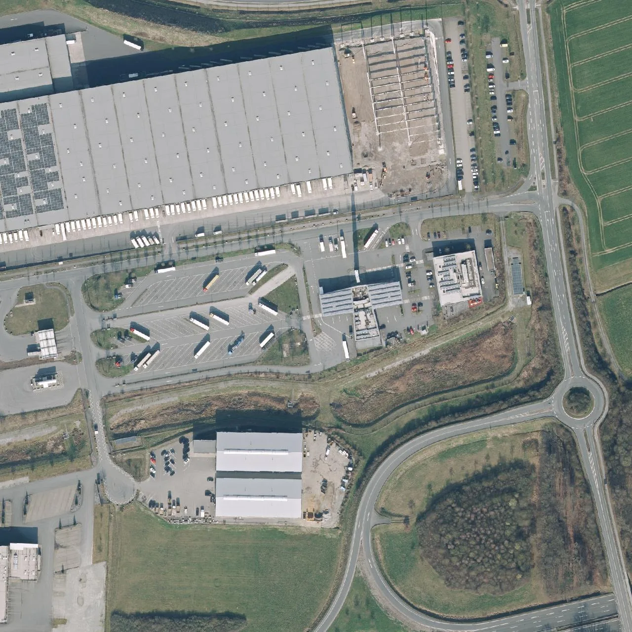 Aerial photo (orthophoto) of truck parking Autohof Rheda-Wiedenbrück from 2024
