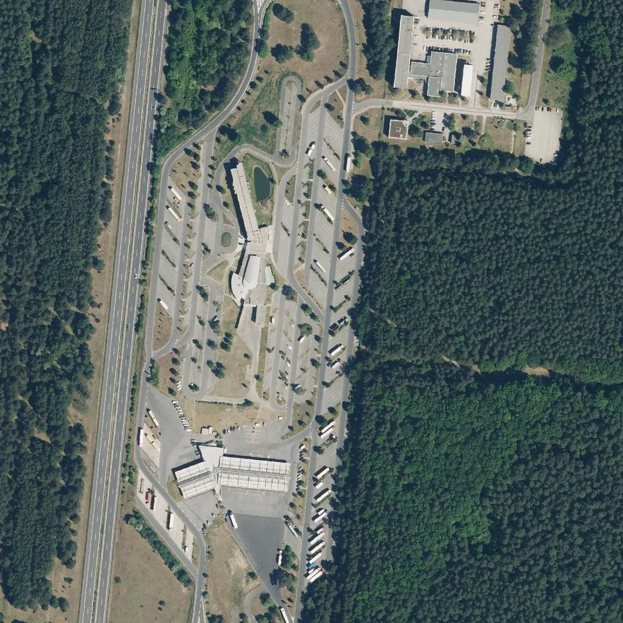 Aerial photo (orthophoto) of truck parking Stolper Heide Ost from 2024