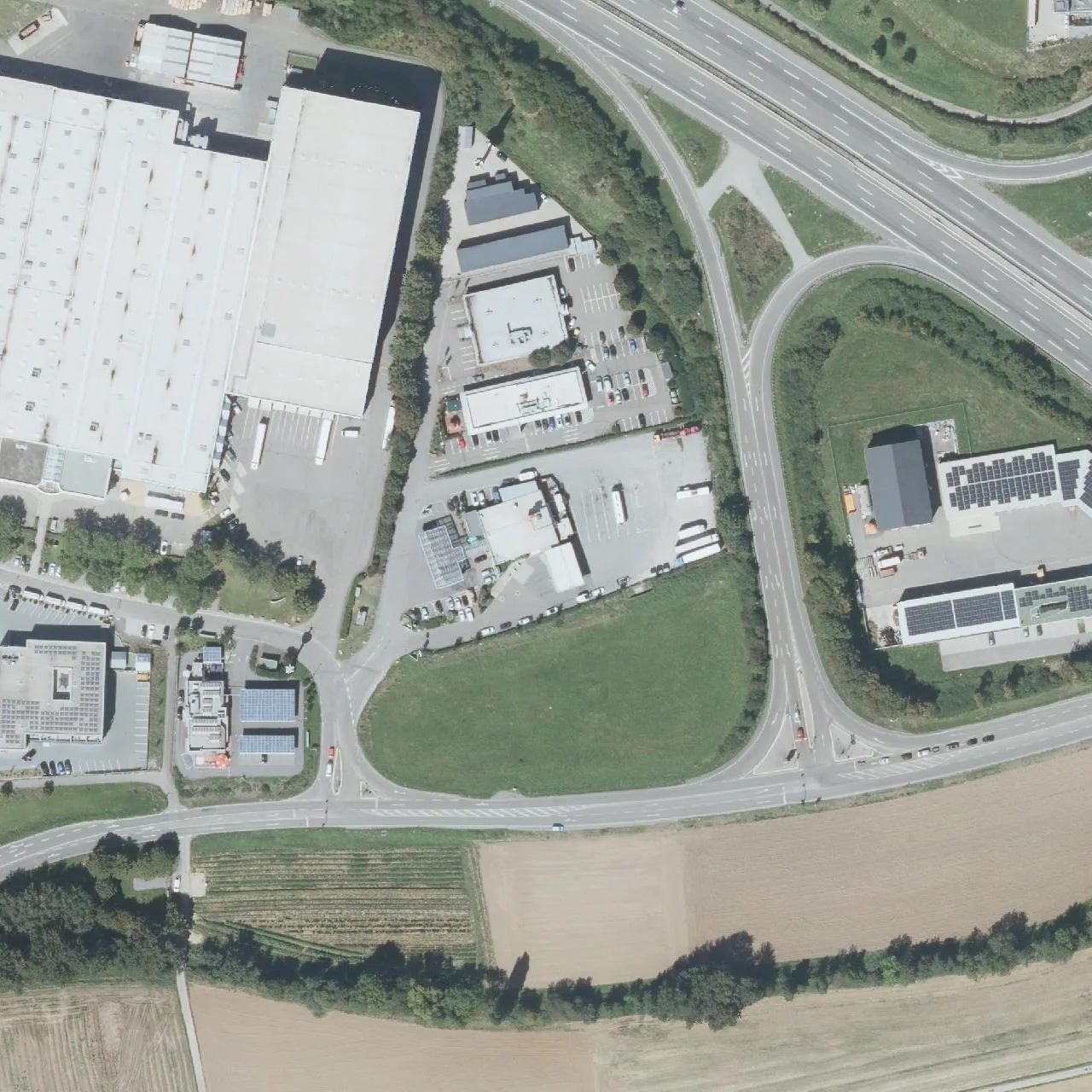 Luftbild (Orthofoto) des LKW-Parkplatzes Aral Autohof Bad Rappenau aus dem Jahr 2023