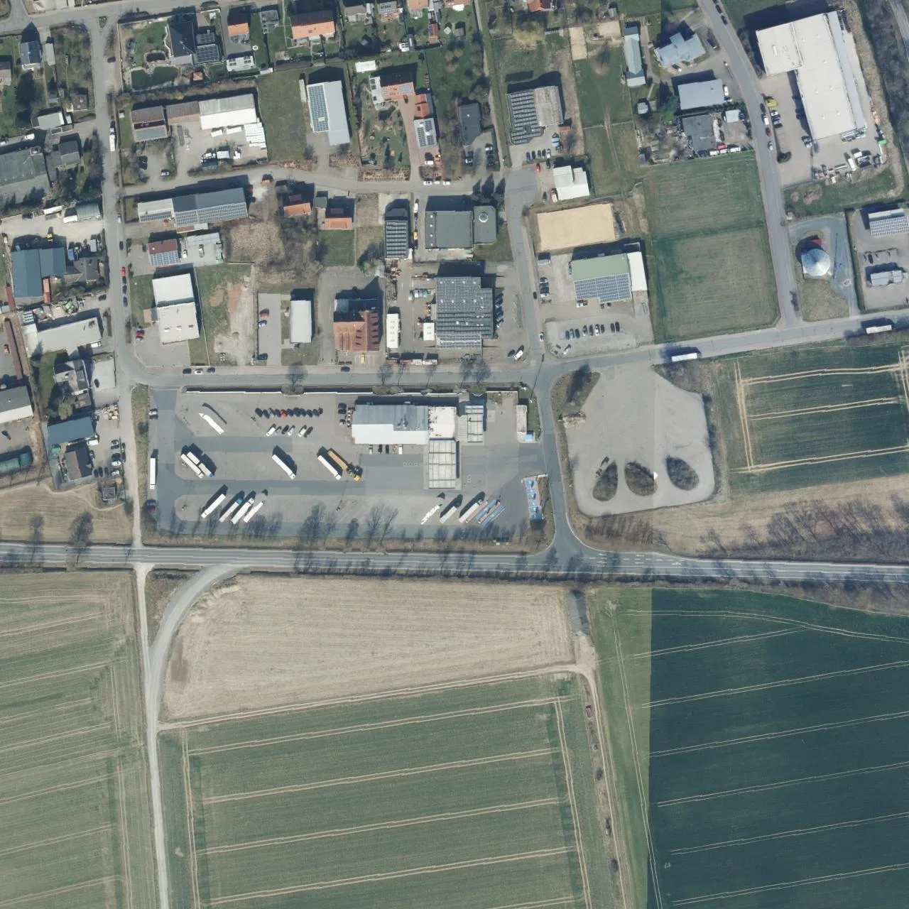 Aerial photo (orthophoto) of truck parking Aral Autohof Bockenem from 2025