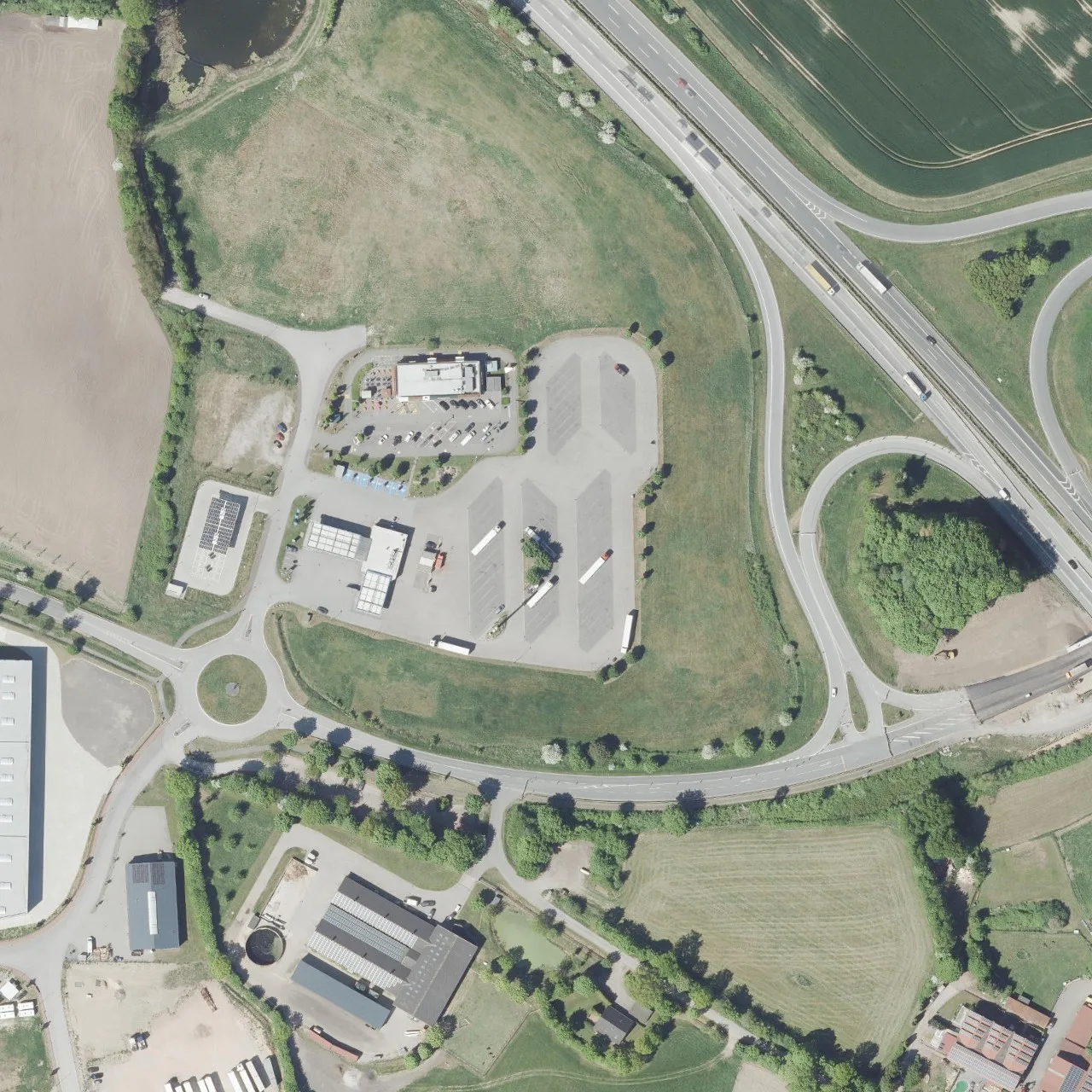 Aerial photo (orthophoto) of truck parking Autohof Bordesholm from 2025