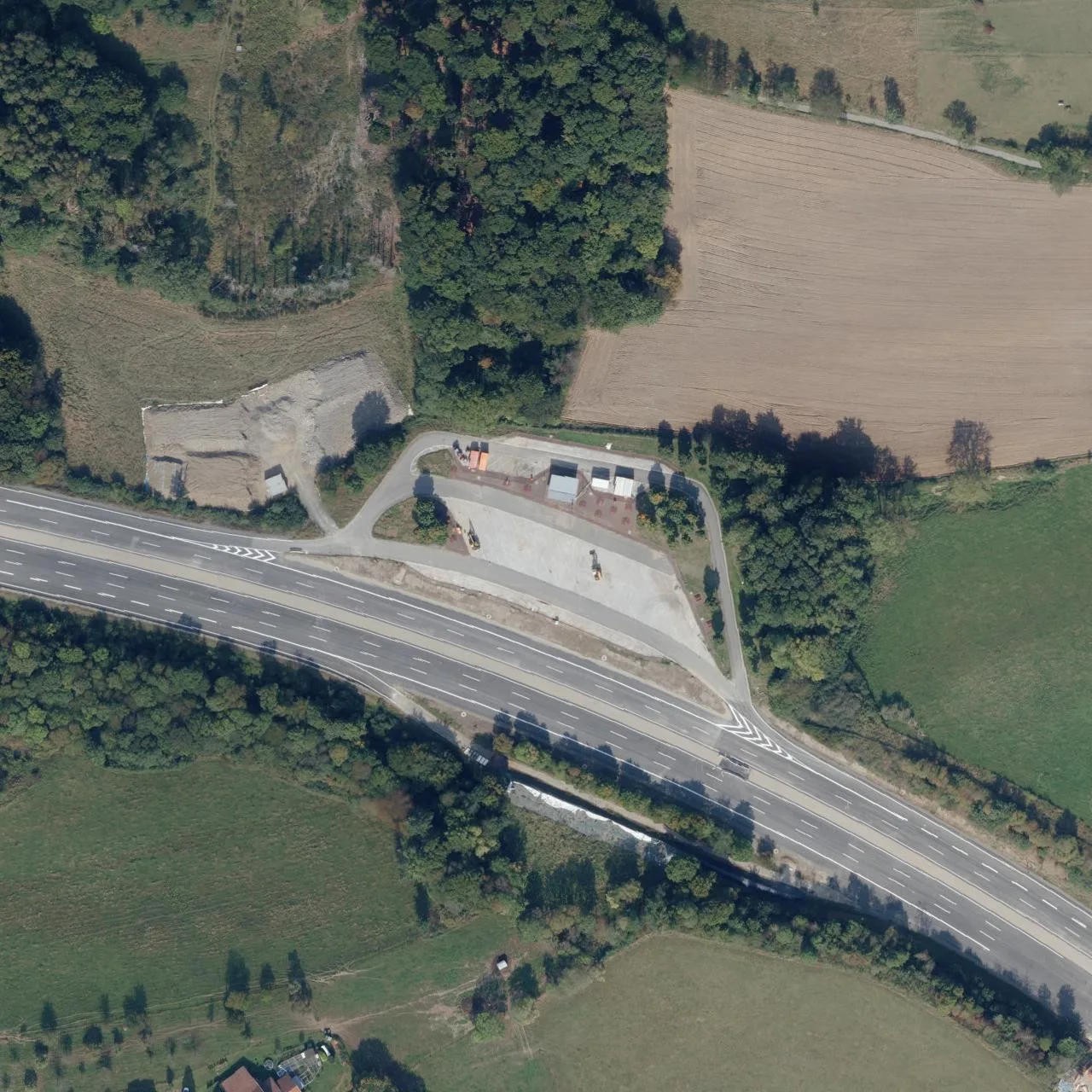 Aerial photo (orthophoto) of truck parking Hunscheid from 2023
