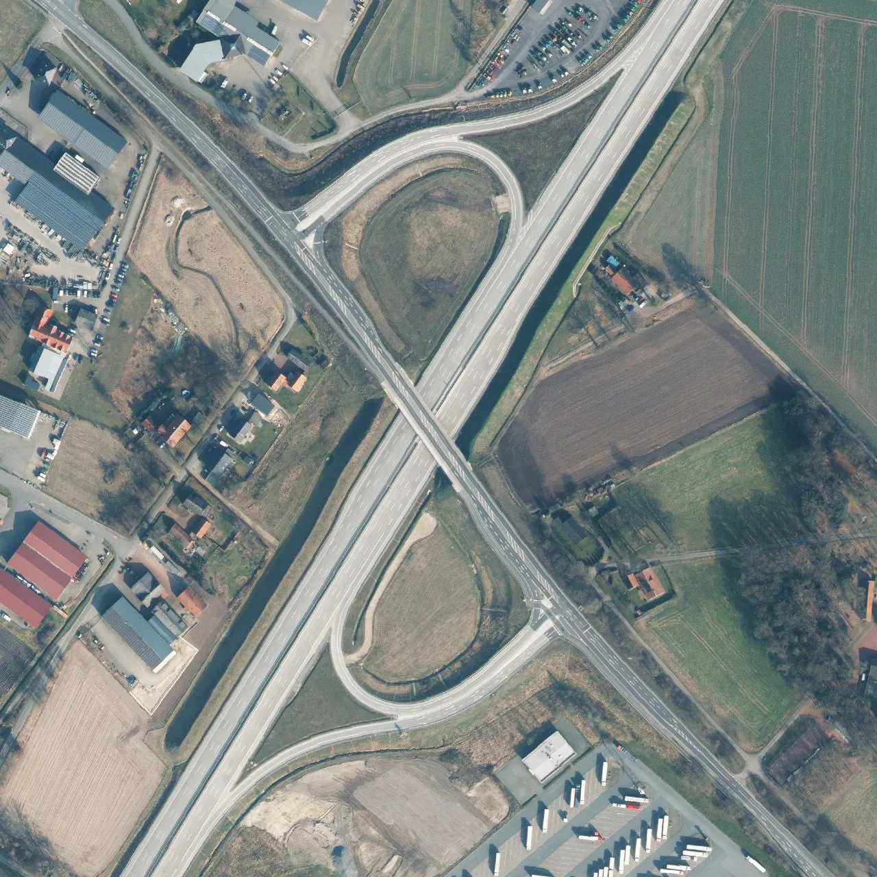 Aerial photo (orthophoto) of truck parking Autohof Neuenkirchen-Vörden from 2025