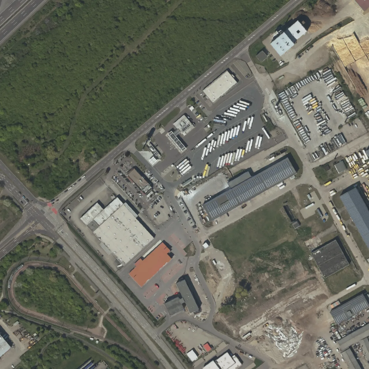 Aerial photo (orthophoto) of truck parking TotalEnergies Autohof Magdeburg-Rothensee from 2024