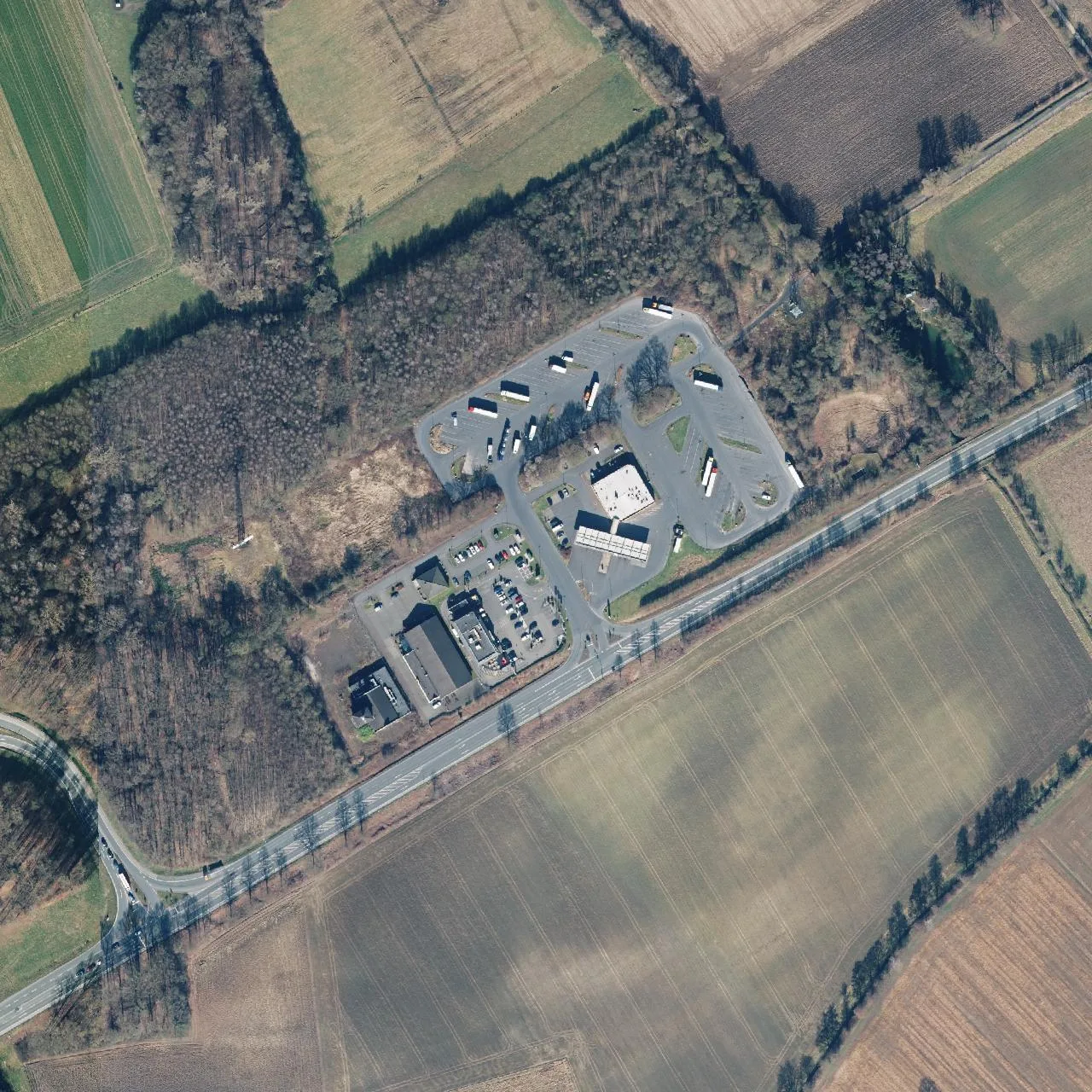 Aerial photo (orthophoto) of truck parking Autohof Werne from 2025