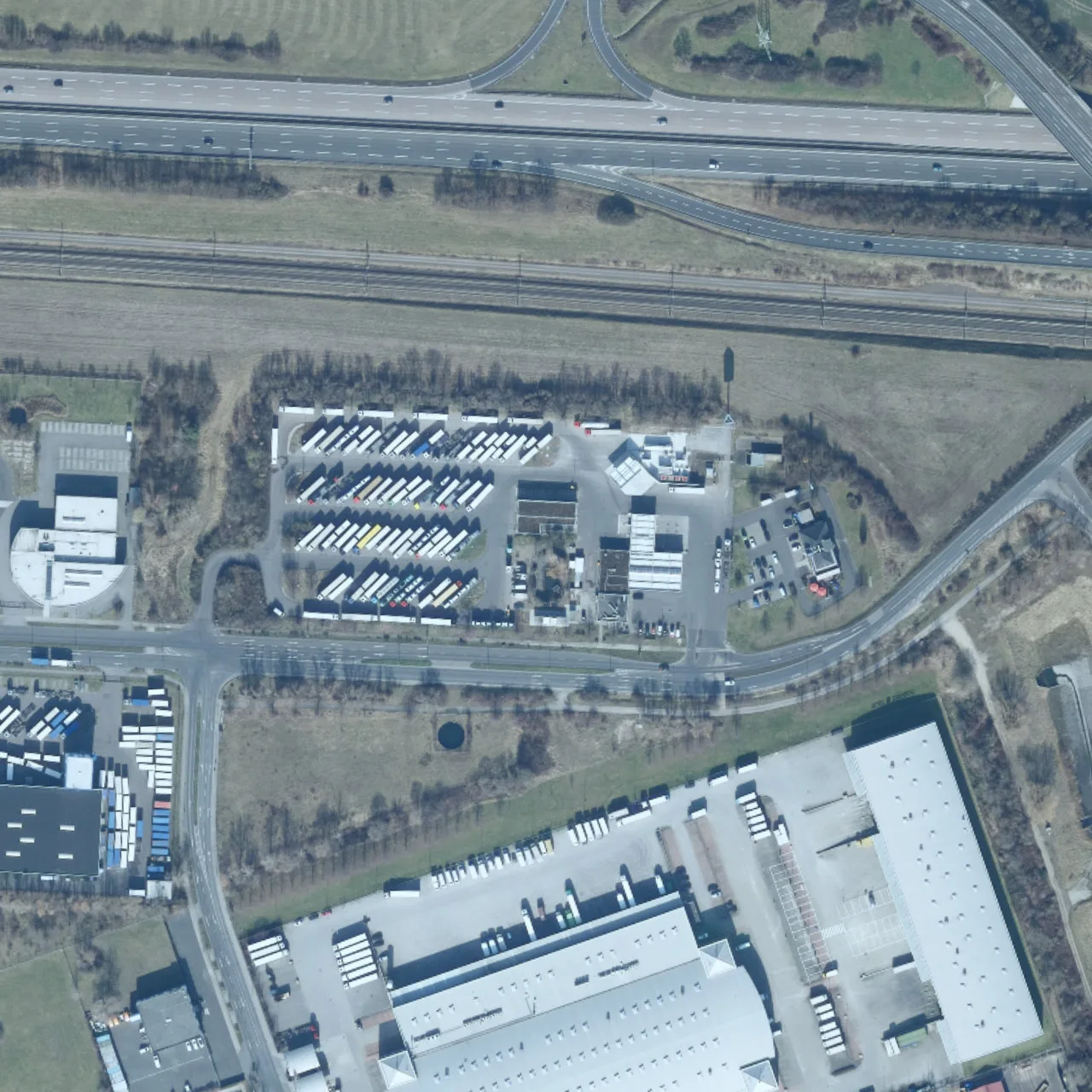 Aerial photo (orthophoto) of truck parking Total Autohof Radefeld from 2023