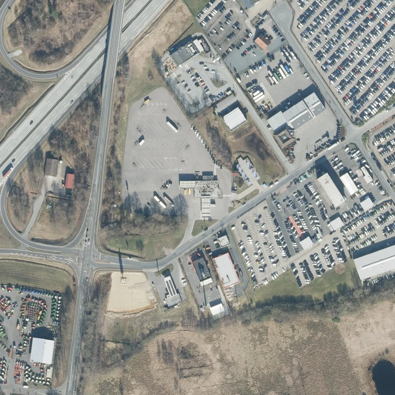 Aerial photo (orthophoto) of truck parking Aral Autohof Bockel from 2024