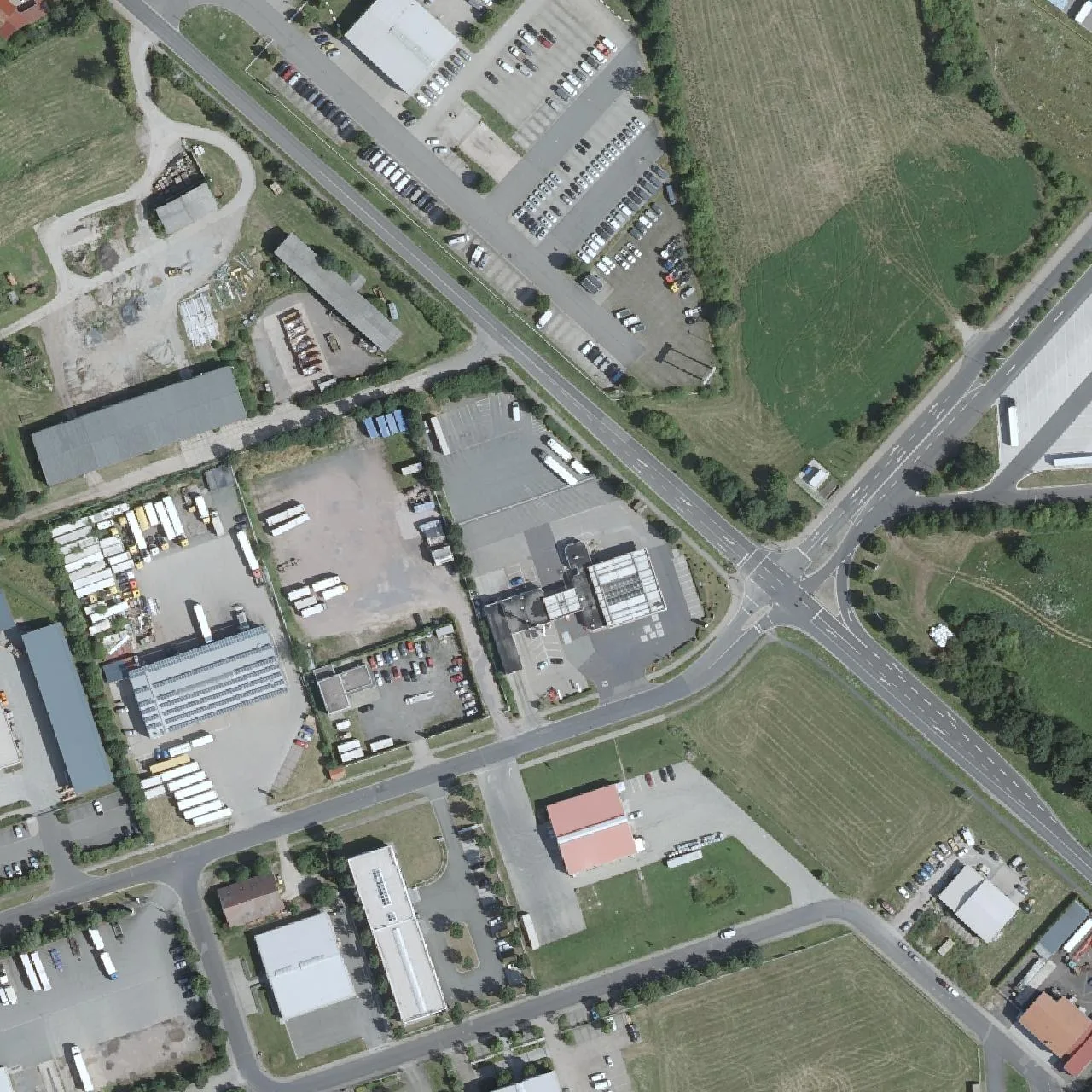 Aerial photo (orthophoto) of truck parking Autohof Neudietendorf Nord from 2024