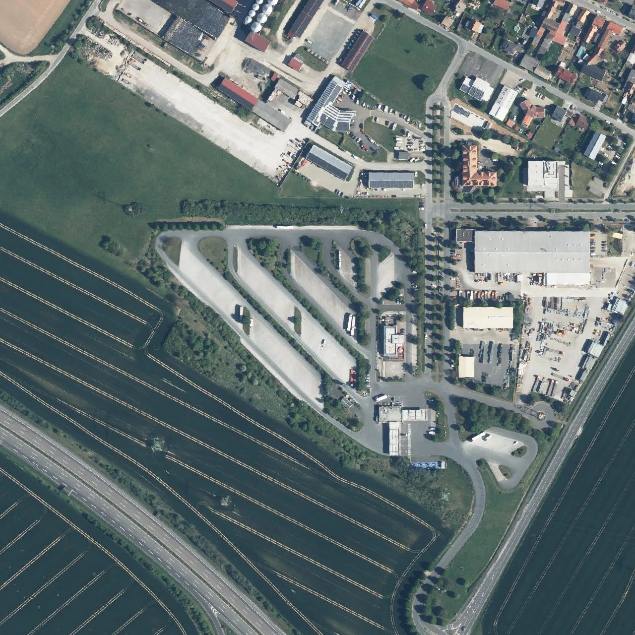Aerial photo (orthophoto) of truck parking Apolda-Mellingen-Aral Autohof from 2024