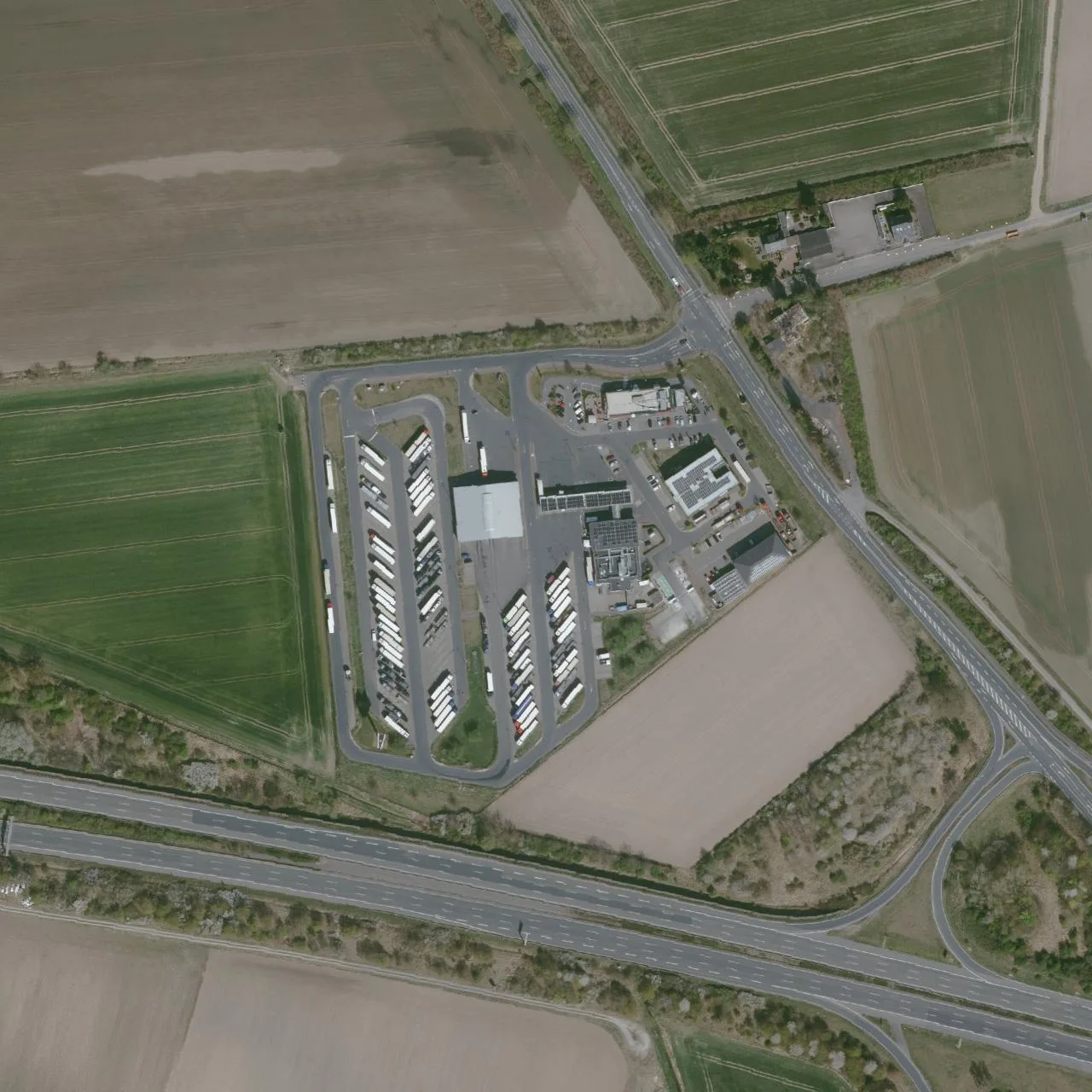 Aerial photo (orthophoto) of truck parking SVG Autohof Schwülper from 2025