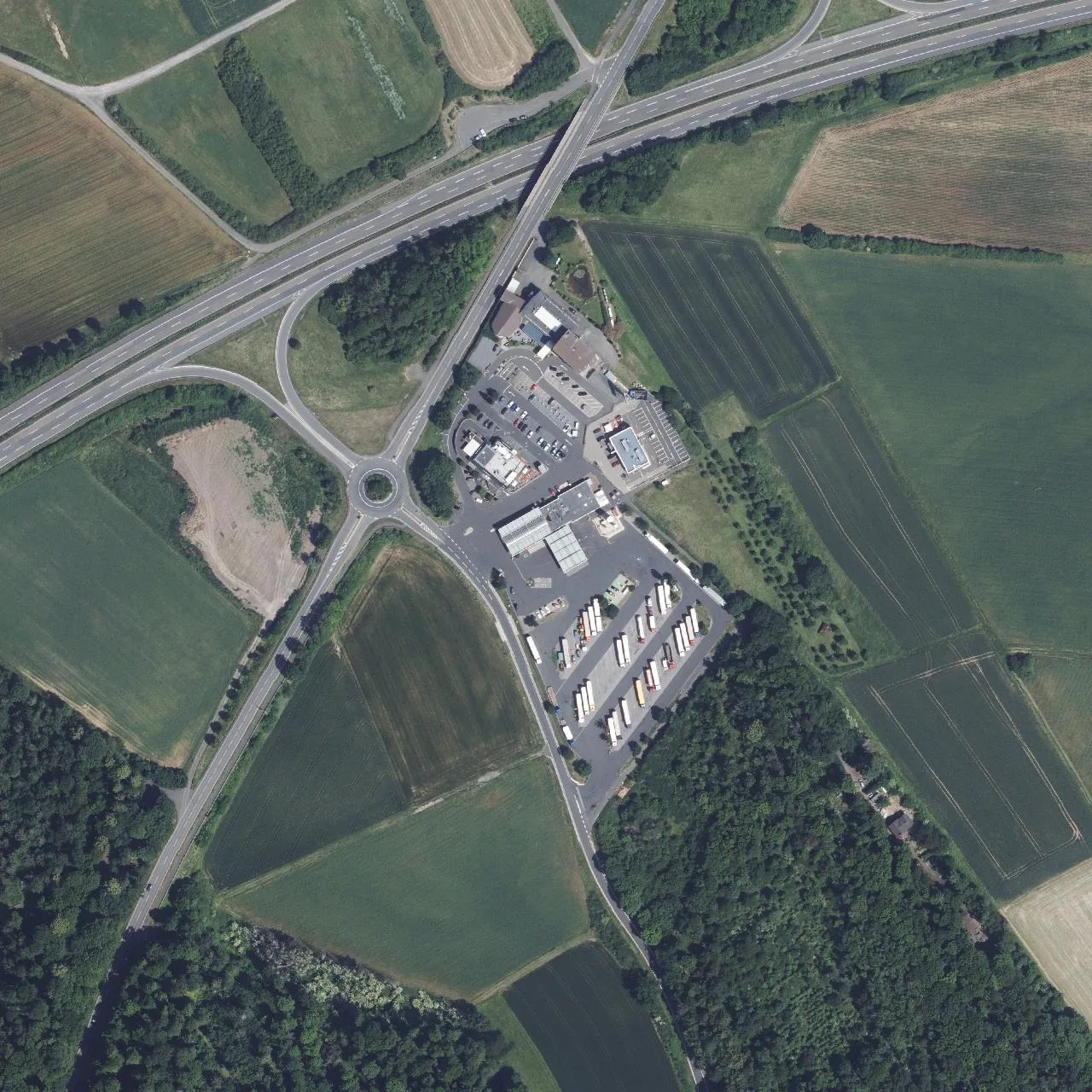 Aerial photo (orthophoto) of truck parking Total Autohof Pfefferhöhe Süd from 2022