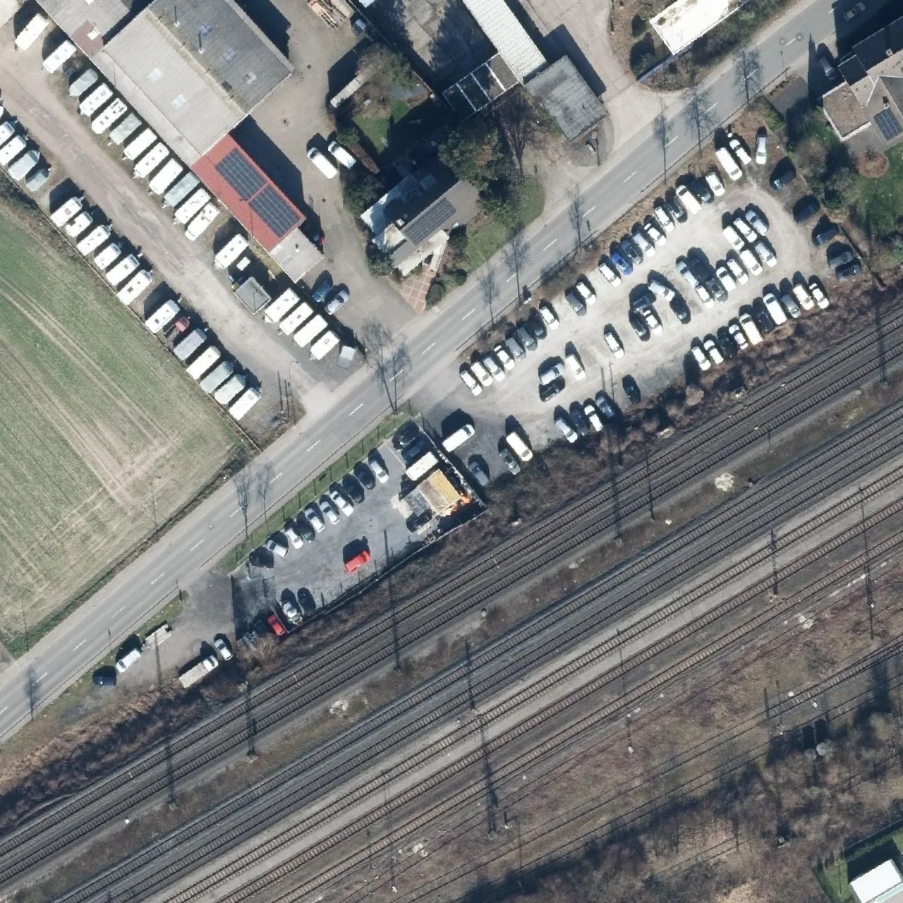Aerial photo (orthophoto) of truck parking Auto Bendix, Ahlen - Ungesicherter Betriebshof mit WC from 2024