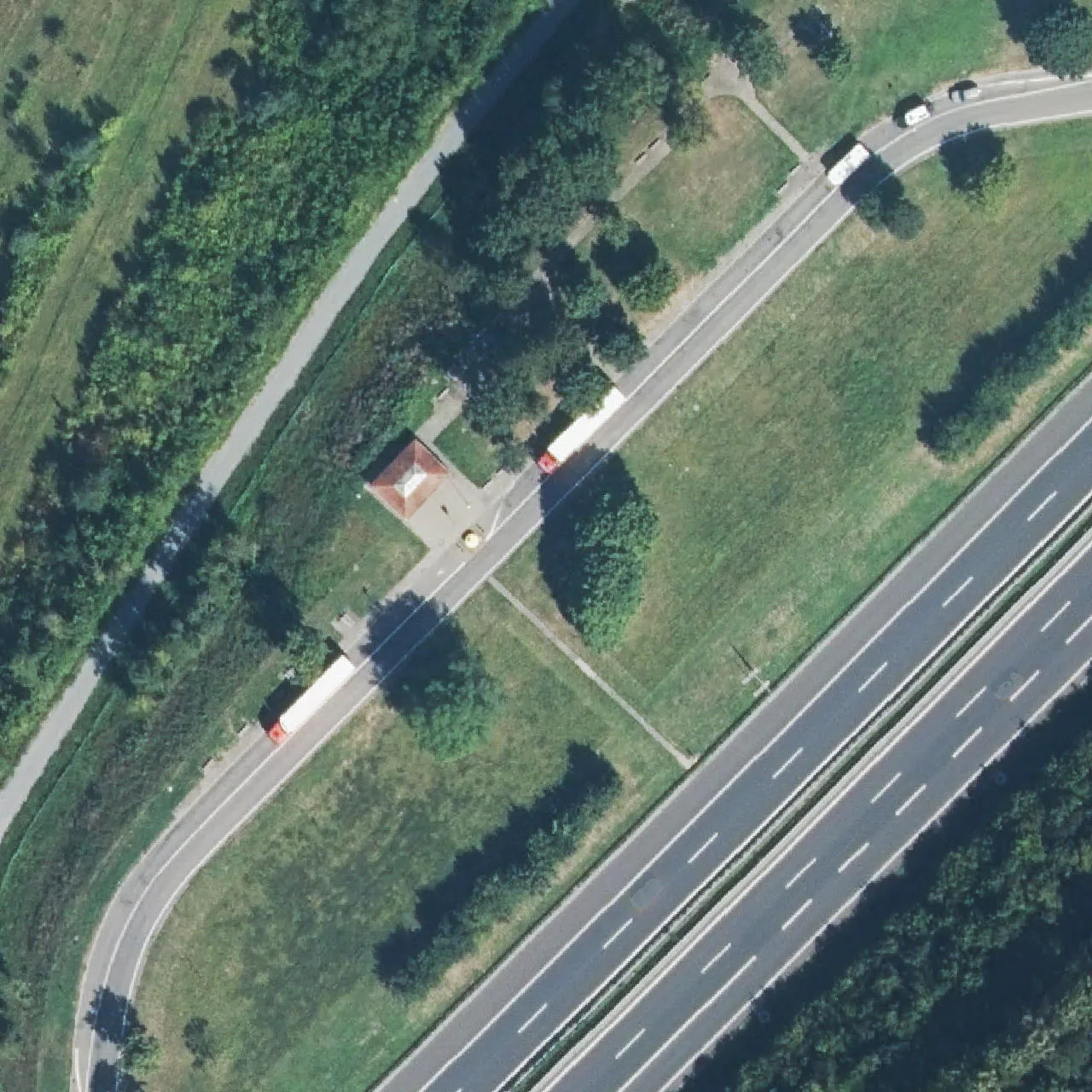 Aerial photo (orthophoto) of truck parking Holzspitze West from 2024
