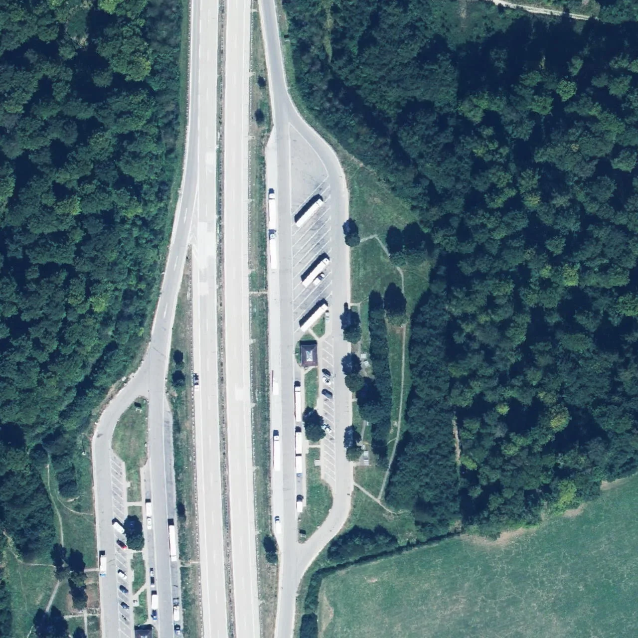 Aerial photo (orthophoto) of truck parking Härtsfeld Ost from 2024