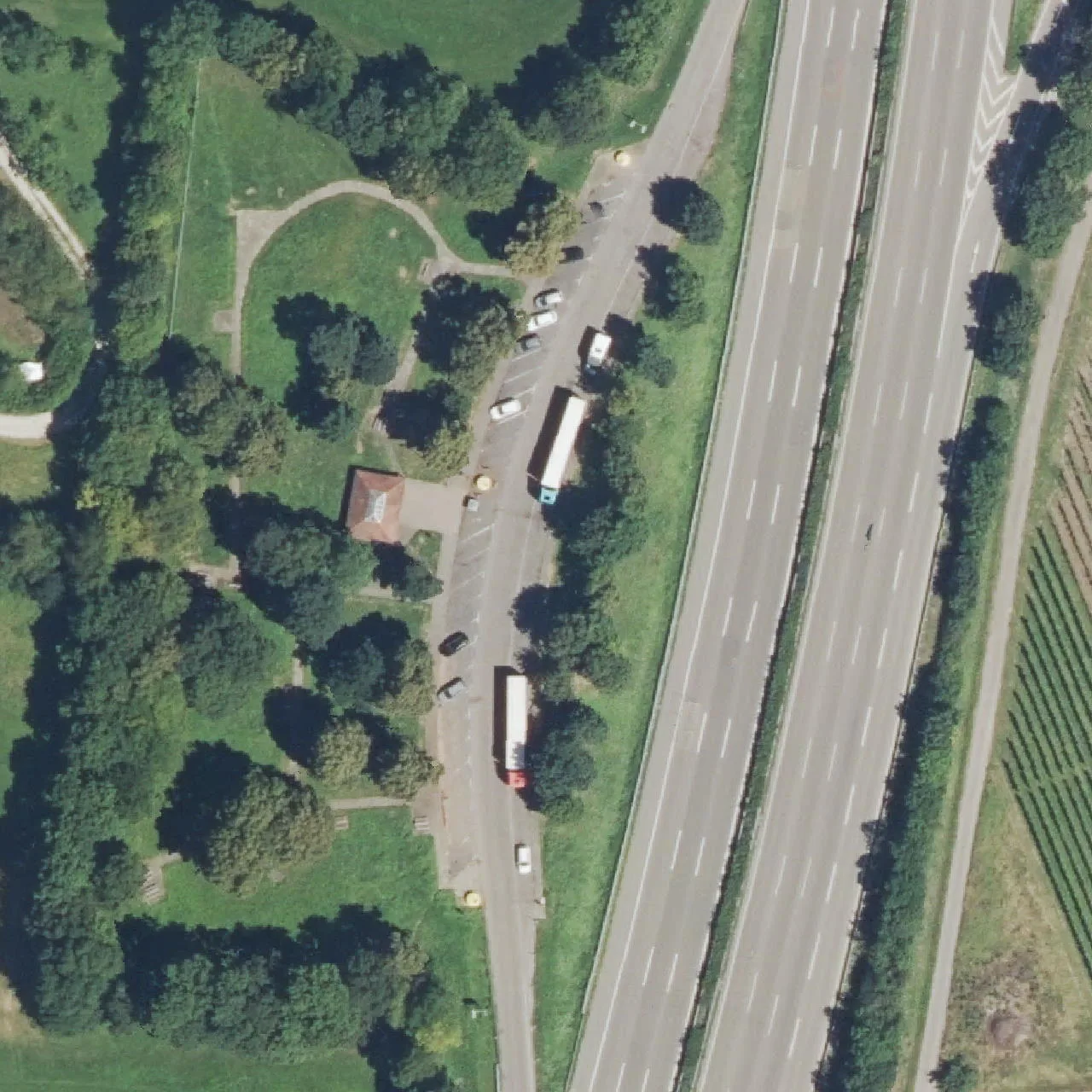 Aerial photo (orthophoto) of truck parking Kälbling West from 2024