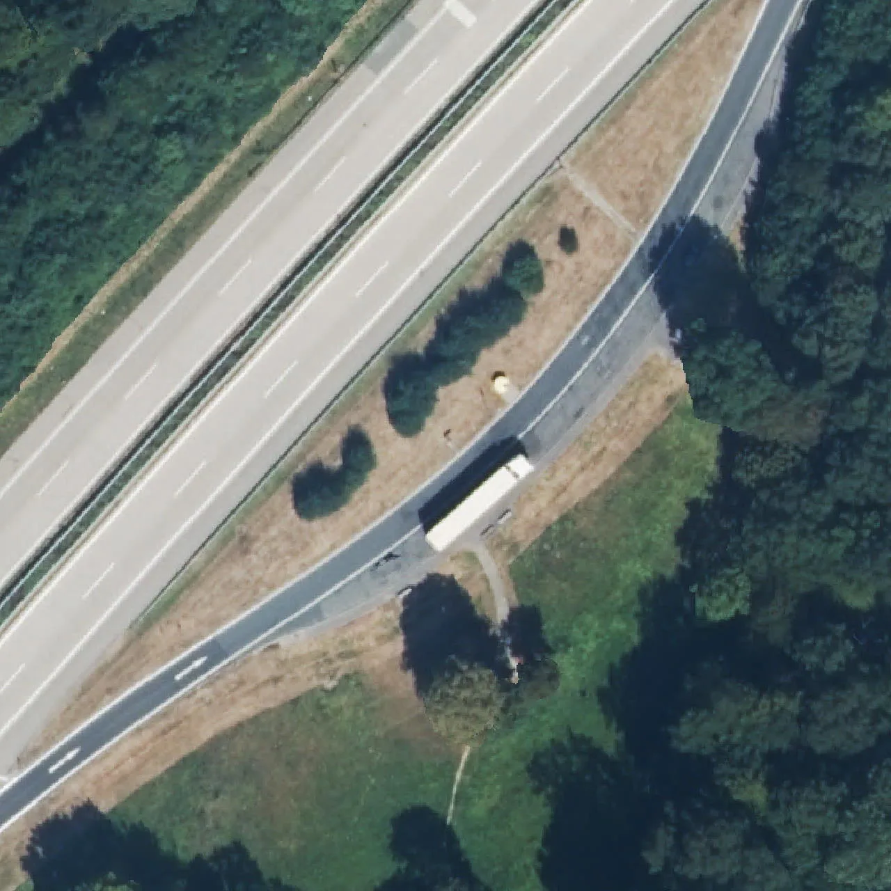 Aerial photo (orthophoto) of truck parking Volkshausen from 2024