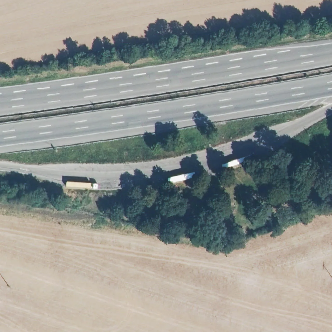 Aerial photo (orthophoto) of truck parking Weinsbach Süd from 2024