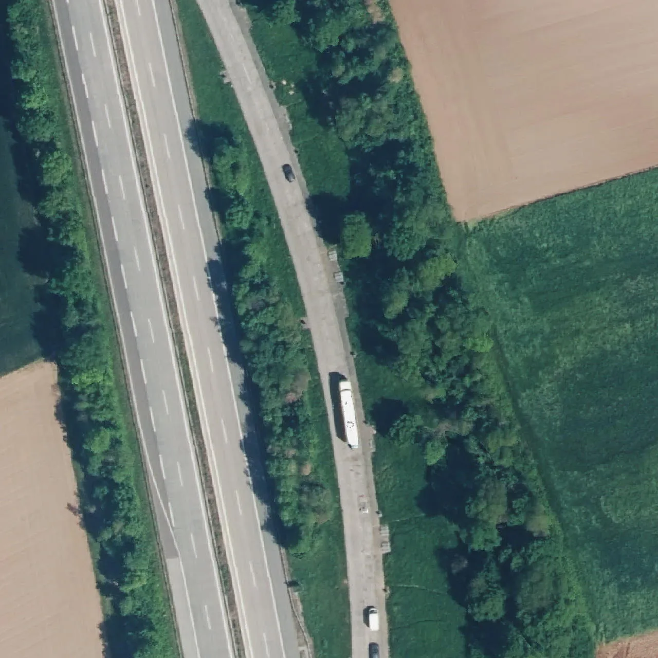 Aerial photo (orthophoto) of truck parking Dreißig Morgen from 2024
