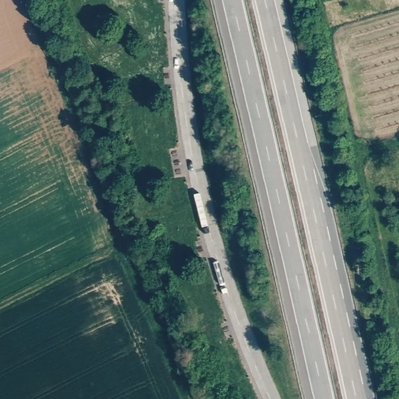 Aerial photo (orthophoto) of truck parking Rosengarten from 2024