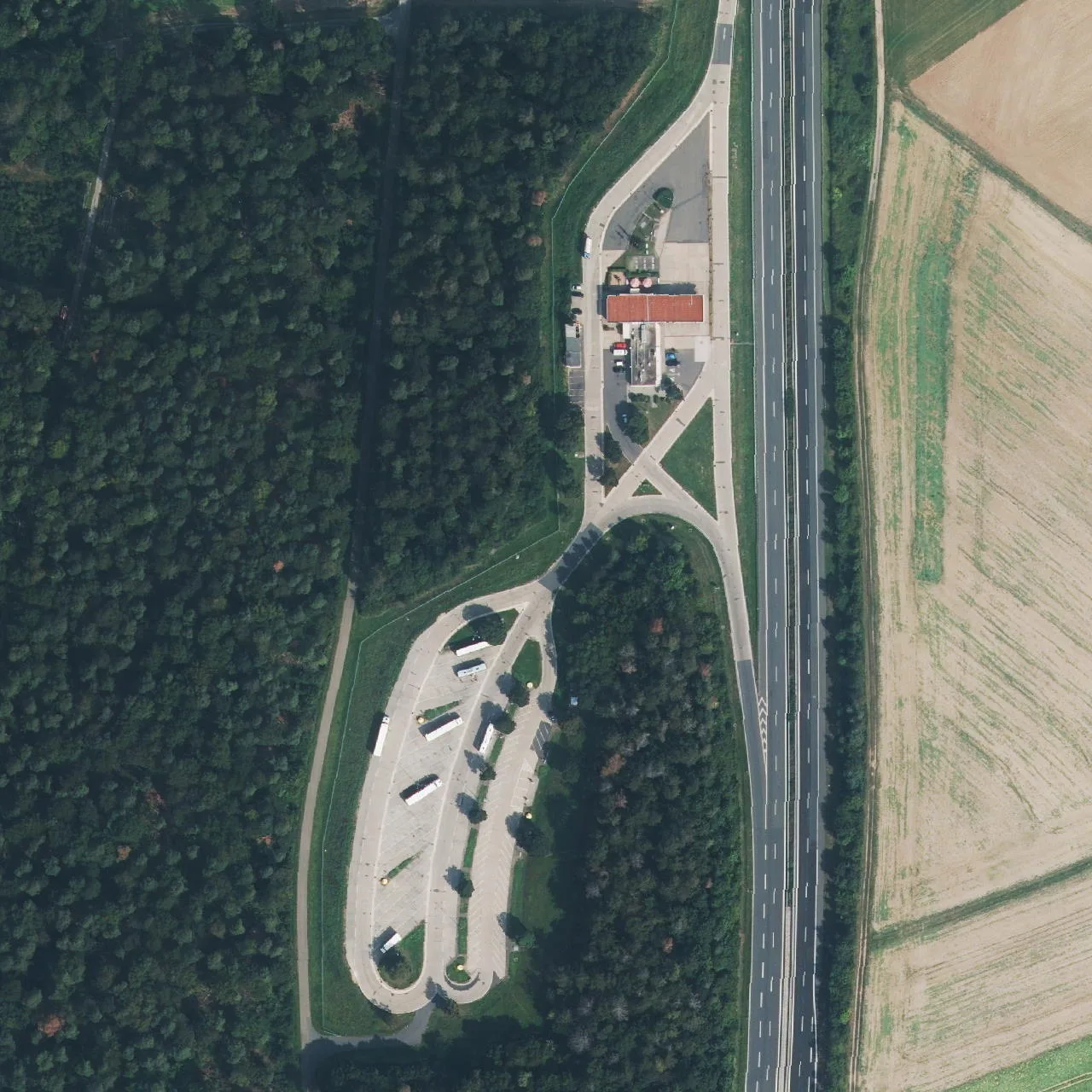 Aerial photo (orthophoto) of truck parking Ob der Tauber West from 2024