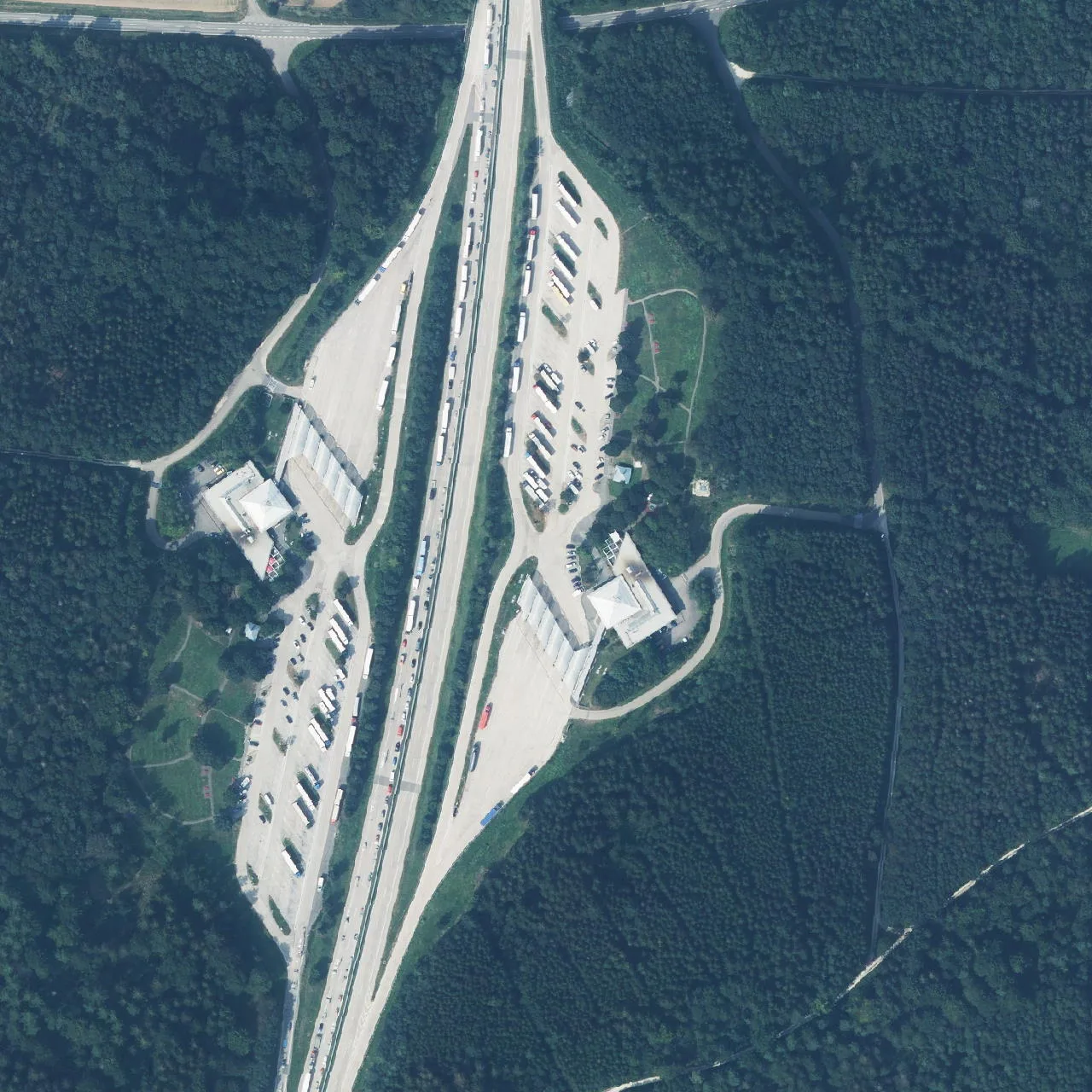 Aerial photo (orthophoto) of truck parking Ellwanger Berge Ost from 2024