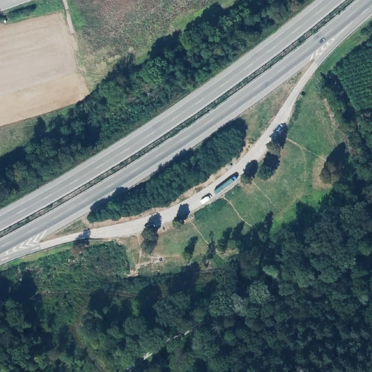 Aerial photo (orthophoto) of truck parking Gagernberg from 2024
